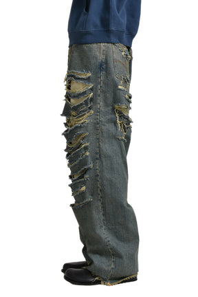 BIG DADDY RIPPED DENIM / WASHED BLU