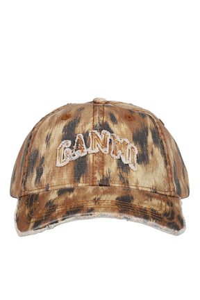 WASHED COTTON PRINT CANVAS CAP / ARGAN OIL 01C