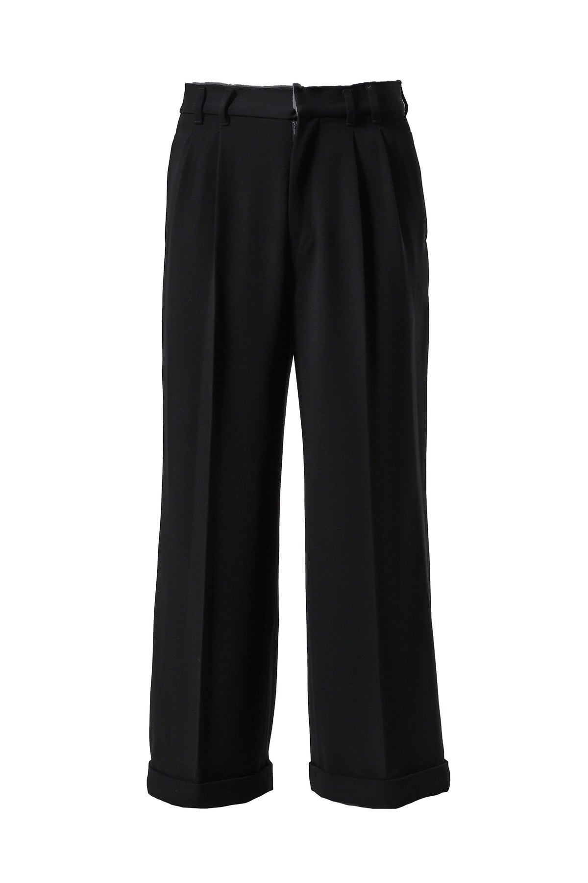 WOOL WIDE TROUSERS / BLK