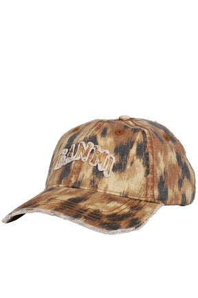 WASHED COTTON PRINT CANVAS CAP / ARGAN OIL 01C