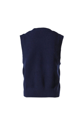 GRAPHIC SOFT WOOL MIX VEST / BLU