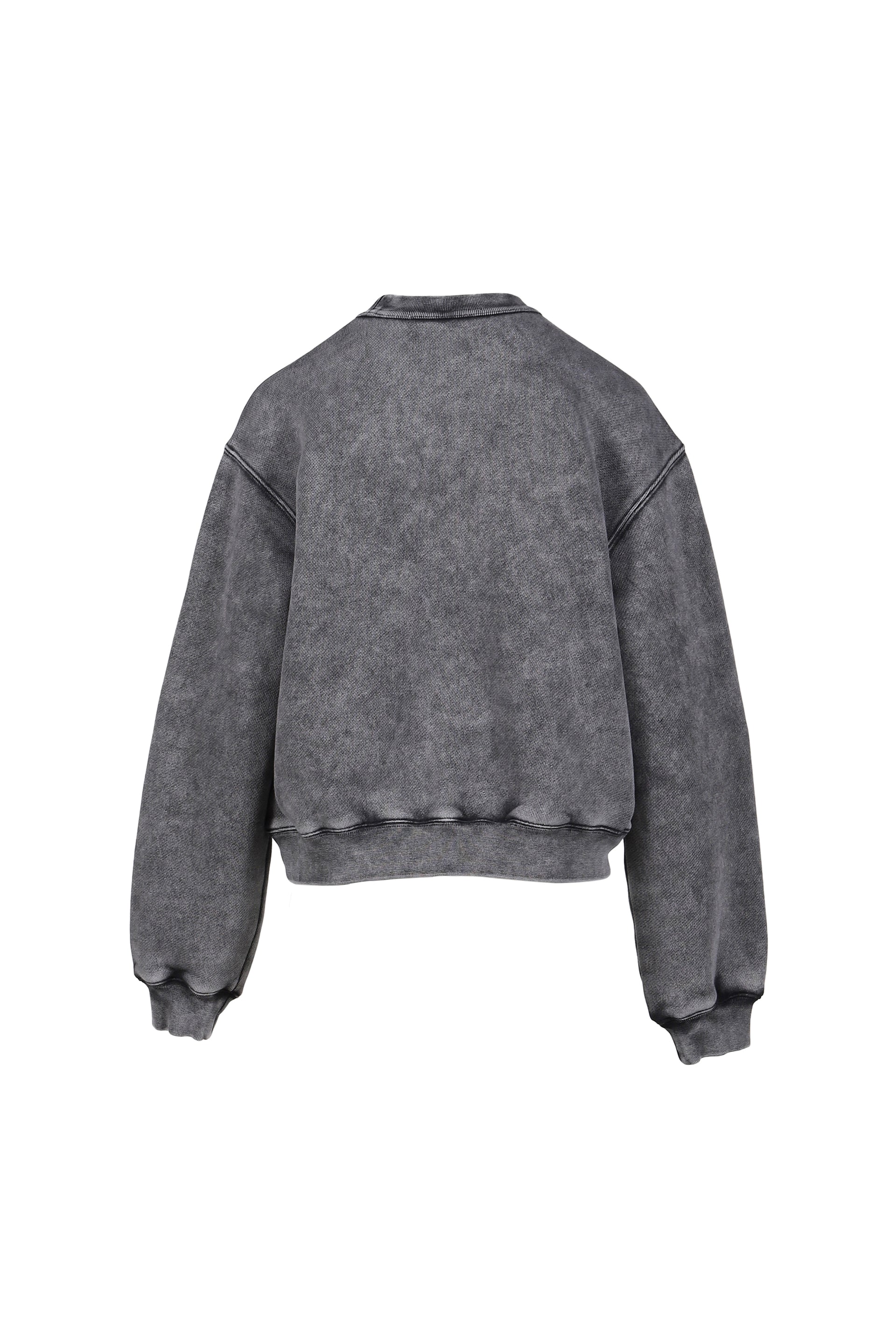 ESSENTIAL TERRY CREW SWEATSHIRT W/ PUFF PAINT LOGO / WASHED GRANITE