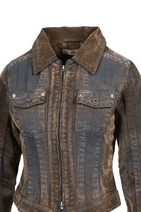 FLOCK DENIM JACKET / STONE