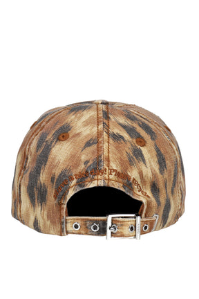 WASHED COTTON PRINT CANVAS CAP / ARGAN OIL 01C