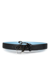 3P LARGE CURSIVE SILVER LOGO BELT / BLK