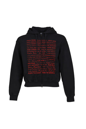 FUCK FITTED ZIP-UP HOODIE / BLK 