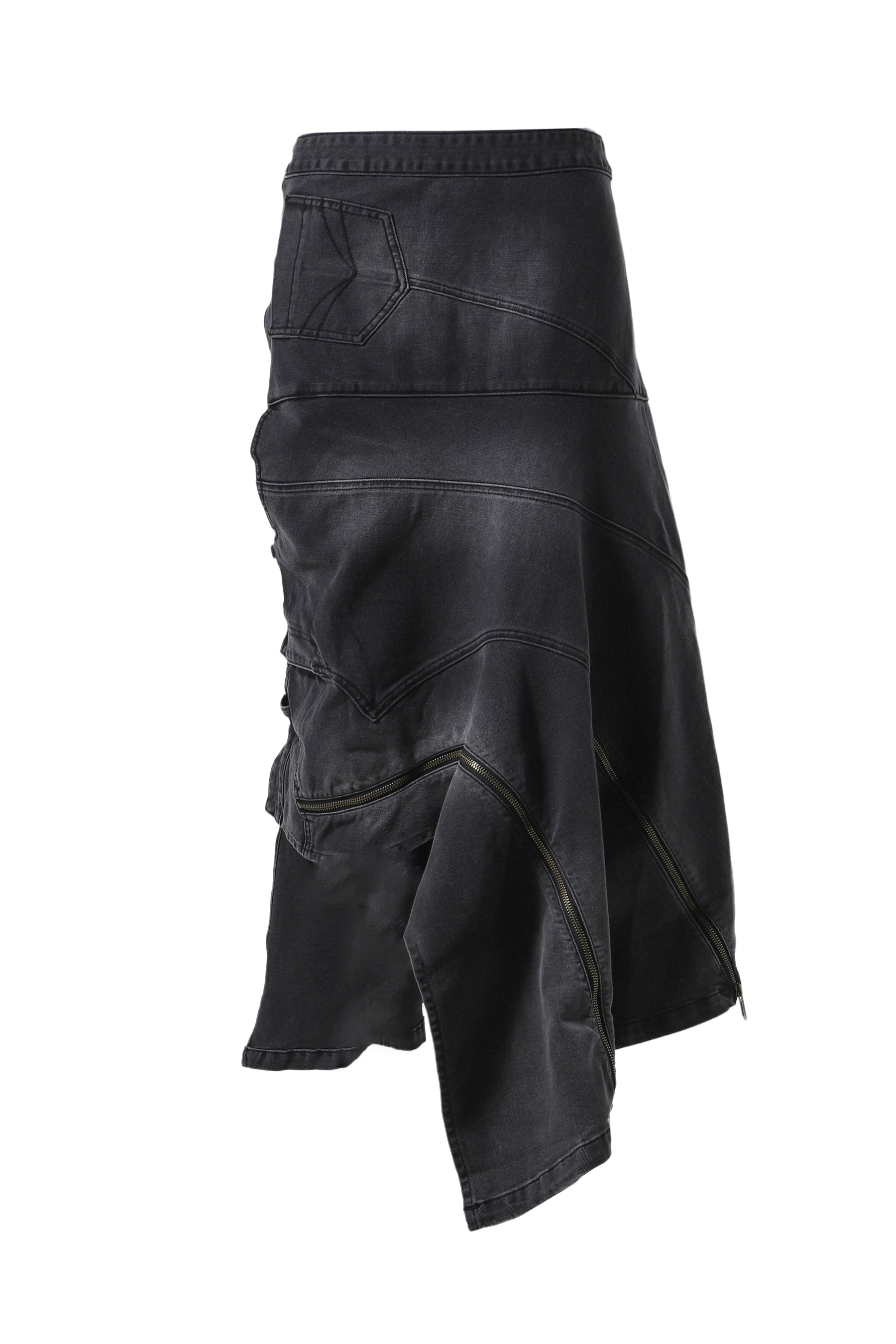 DENIM DECONSTRUCTION SKIRT / BLACK