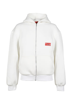 WHITE NEOPRENE HOODIE / WHT