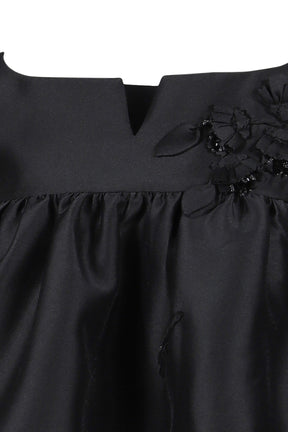 NOTCHED FLUFFY SLEEVELESS TOP / BLK