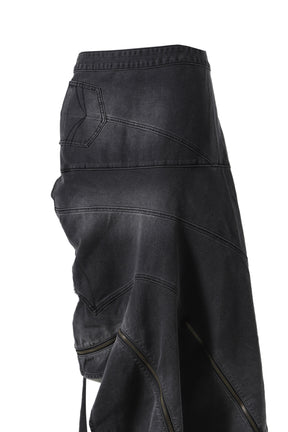 DENIM DECONSTRUCTION SKIRT / BLACK