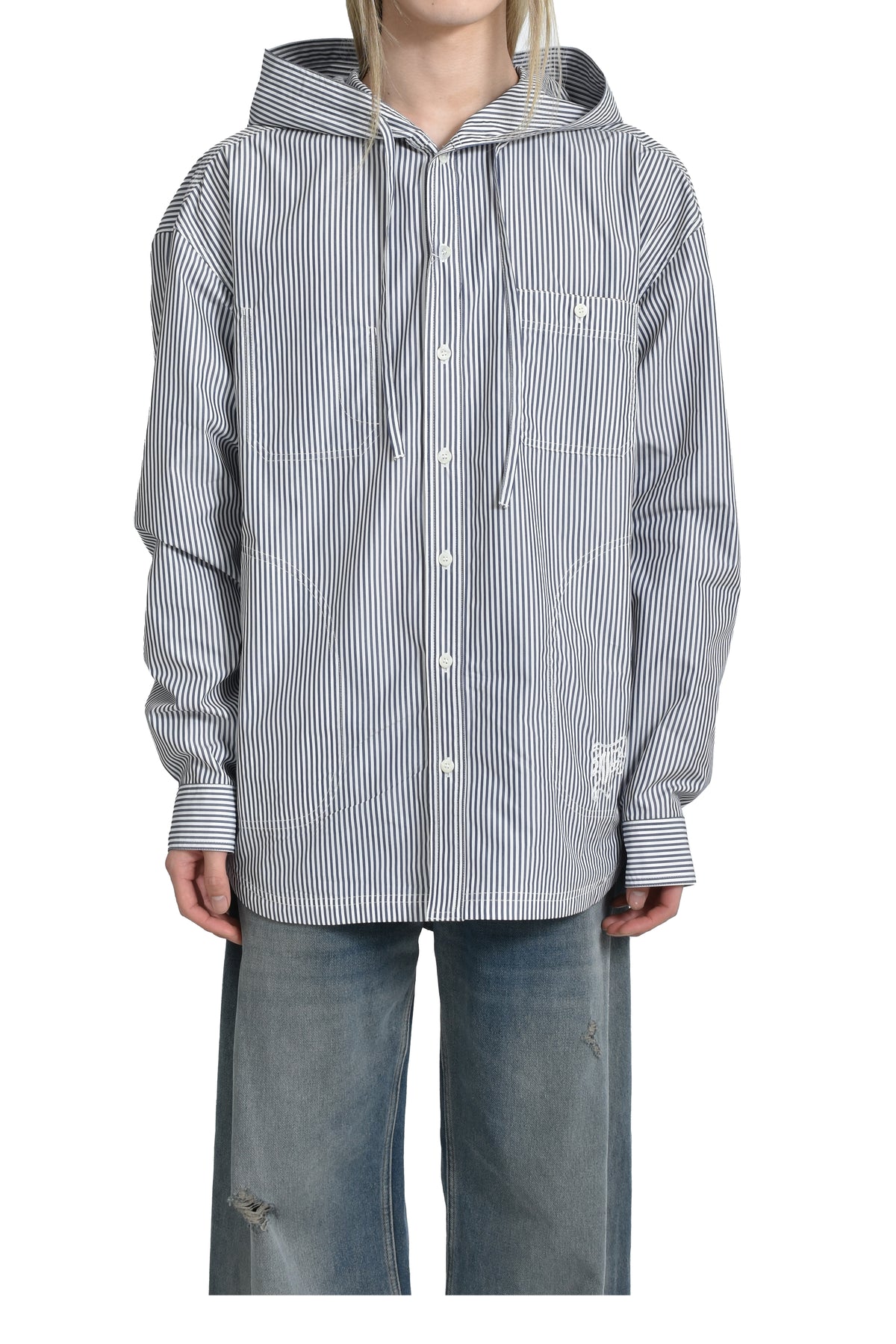 HOODED SHIRT / BLU STRIPES