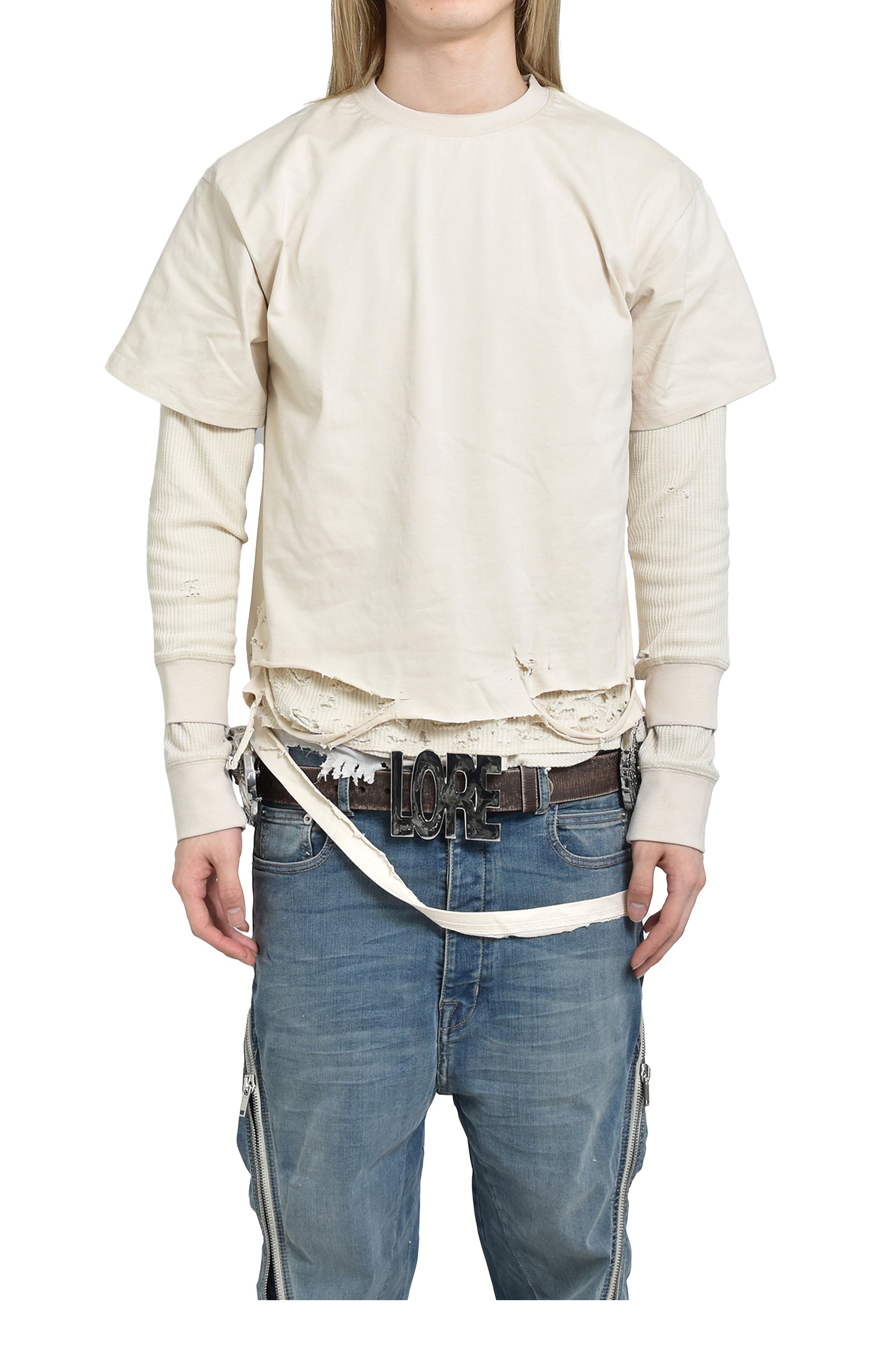 Esprit D'escalier WHITE “SCARRED" LS TOP / WHT