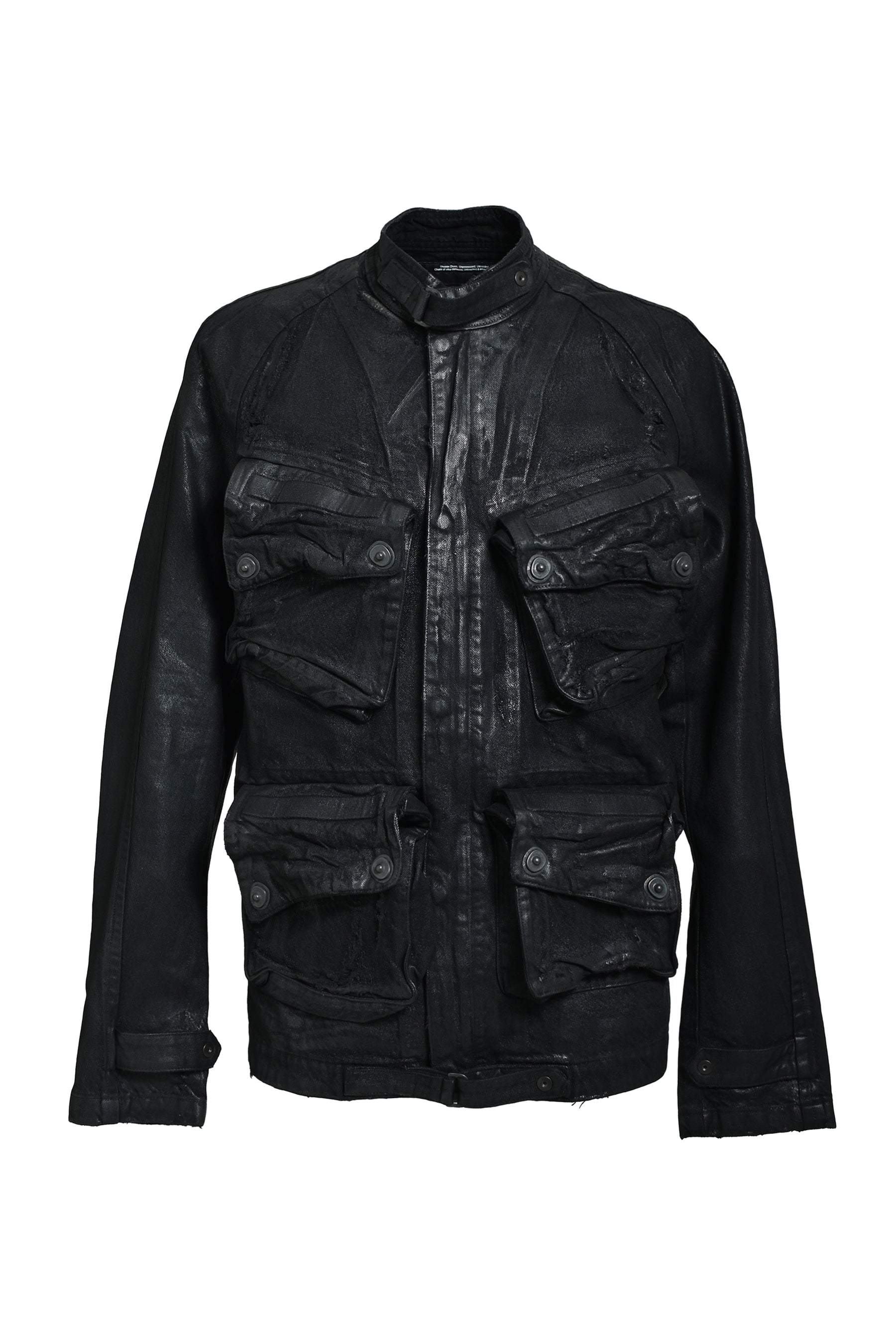 JULIUS FW25 12oz Coated Denim Blouse / Black Wax - Nubian