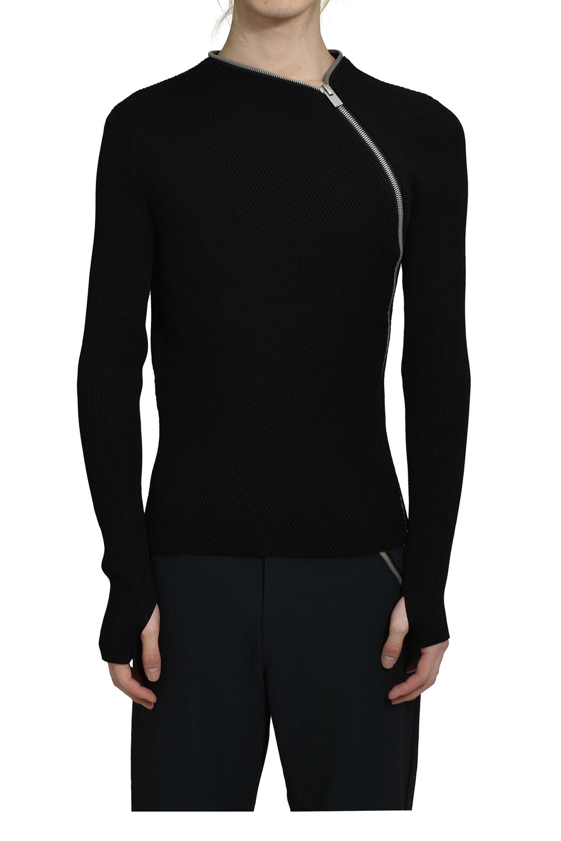 HELIOT EMIL エリオット エミル SS25 TIED ZIP KNIT / BLK - NUBIAN