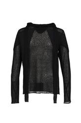 SHEER SCARF HOODIE / BLK