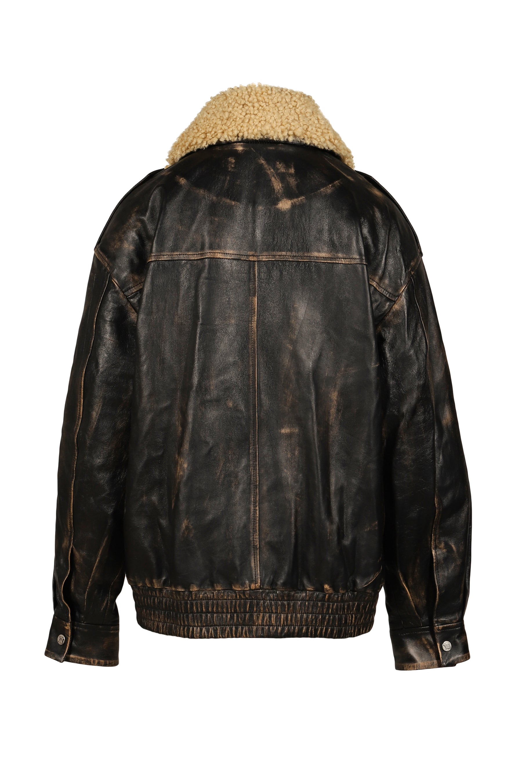 LEATHER AVIATOR JACKET / BLACK 