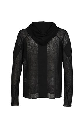 SHEER SCARF HOODIE / BLK