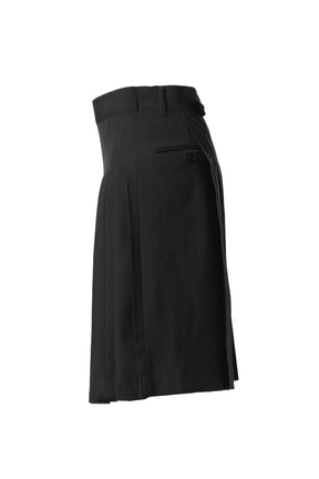 LIGHT WOOL GABARDINE UNIFORM KILT PANTS / BLK