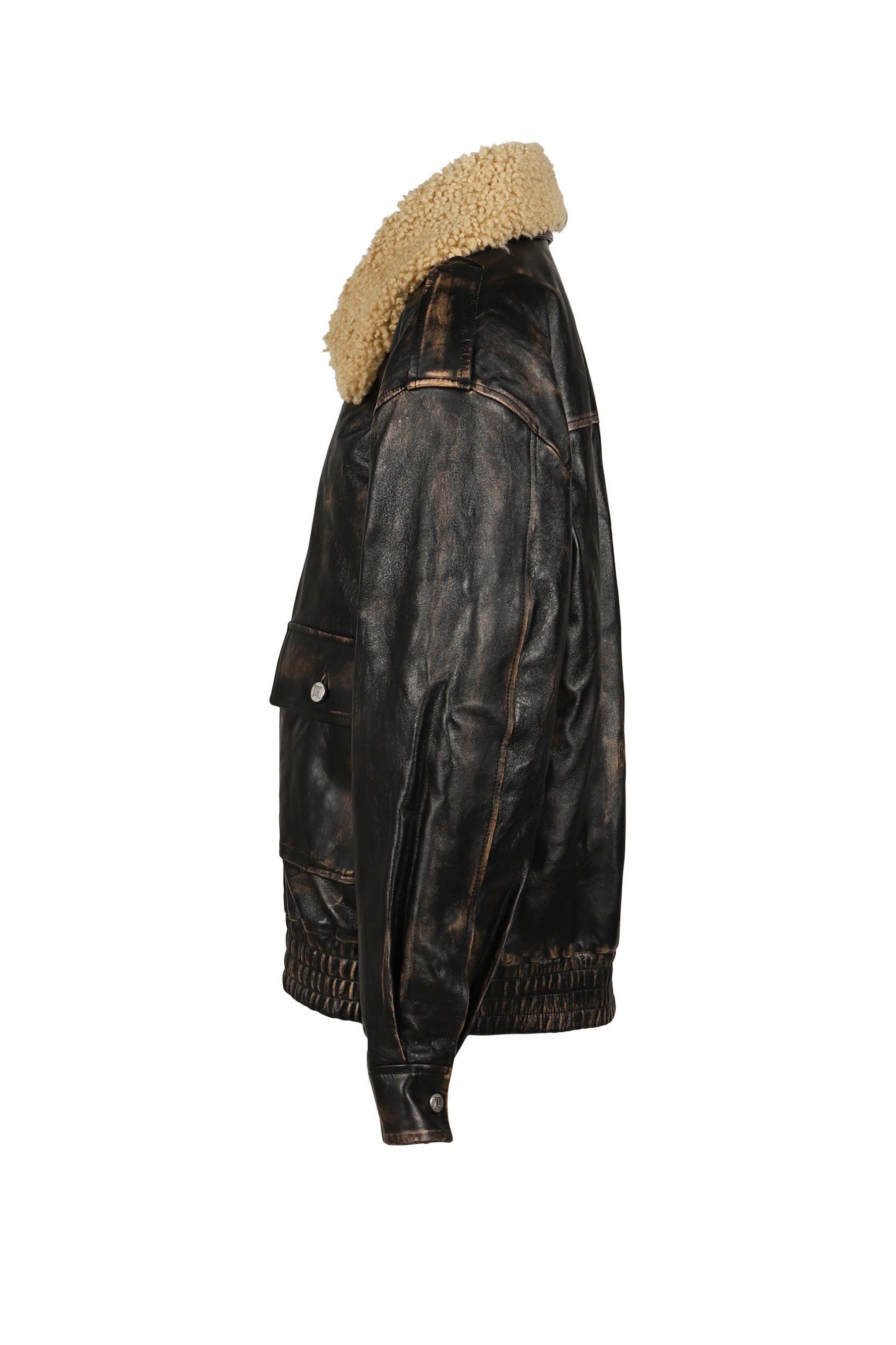 LEATHER AVIATOR JACKET / BLACK 