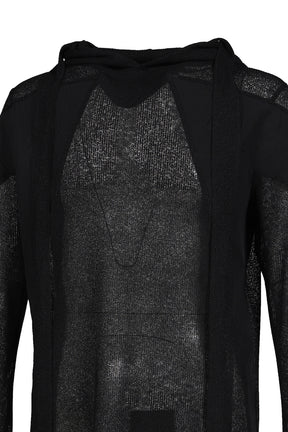 SHEER SCARF HOODIE / BLK
