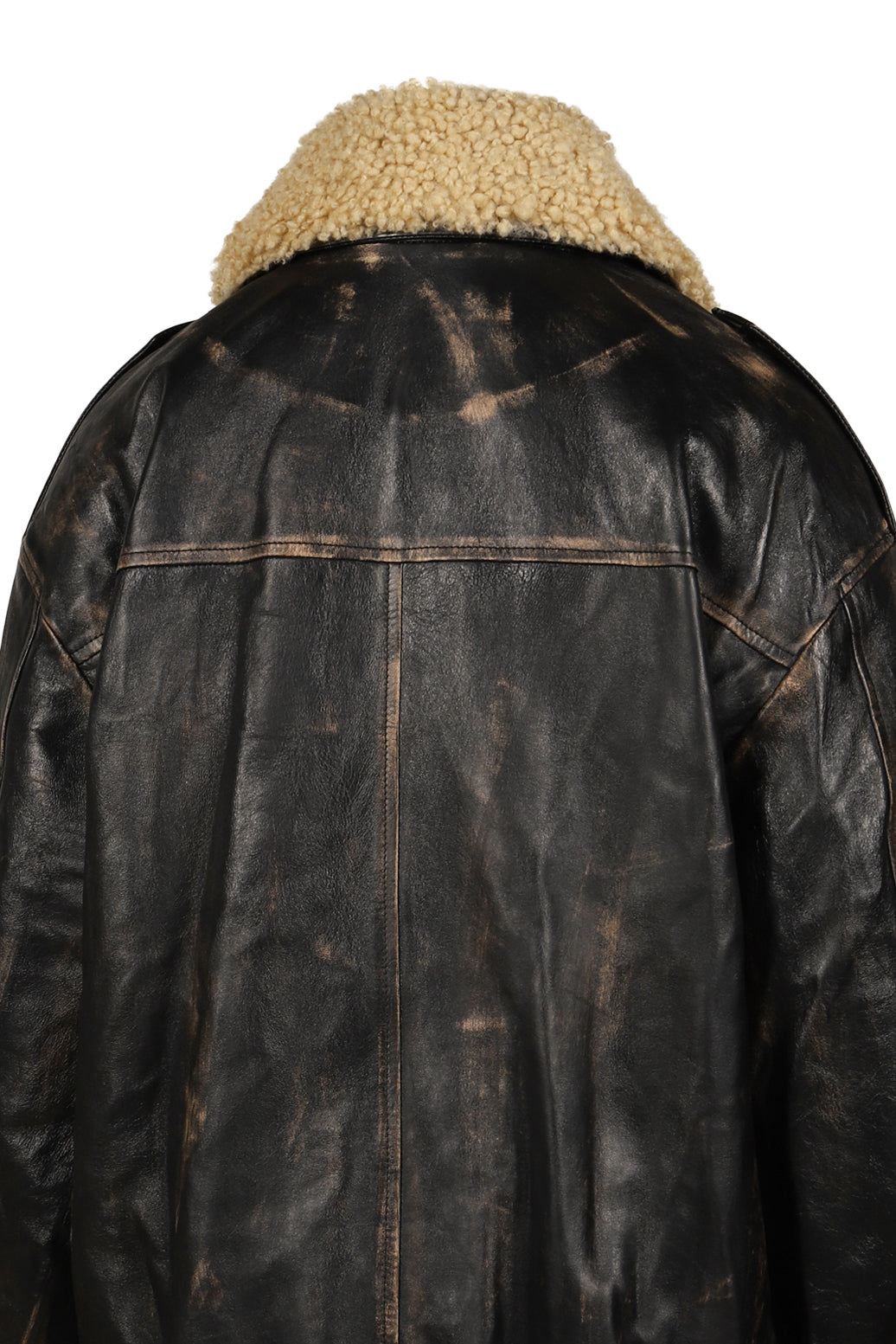 LEATHER AVIATOR JACKET / BLACK 