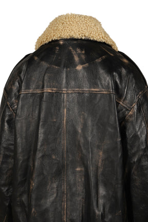 LEATHER AVIATOR JACKET / BLACK 