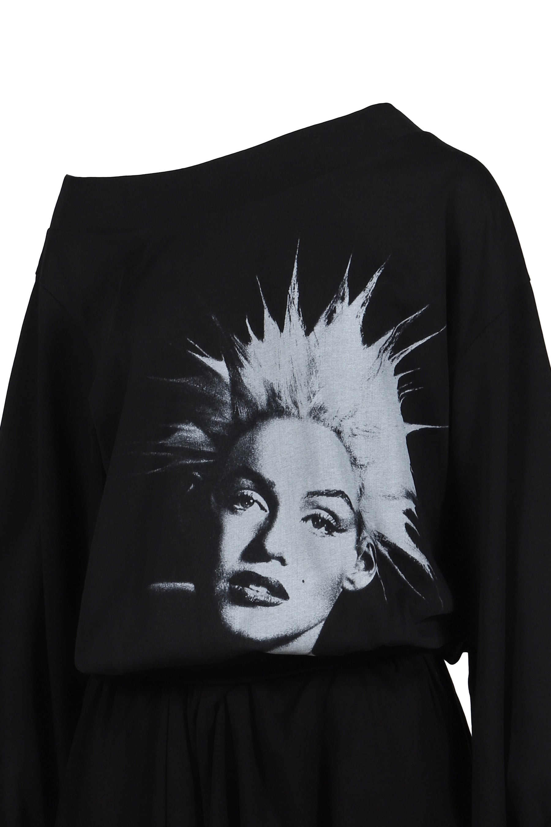 BLACK PUNK MONROE GRAPHIC OFF-SHOULDER COTTON DRESS / BLK