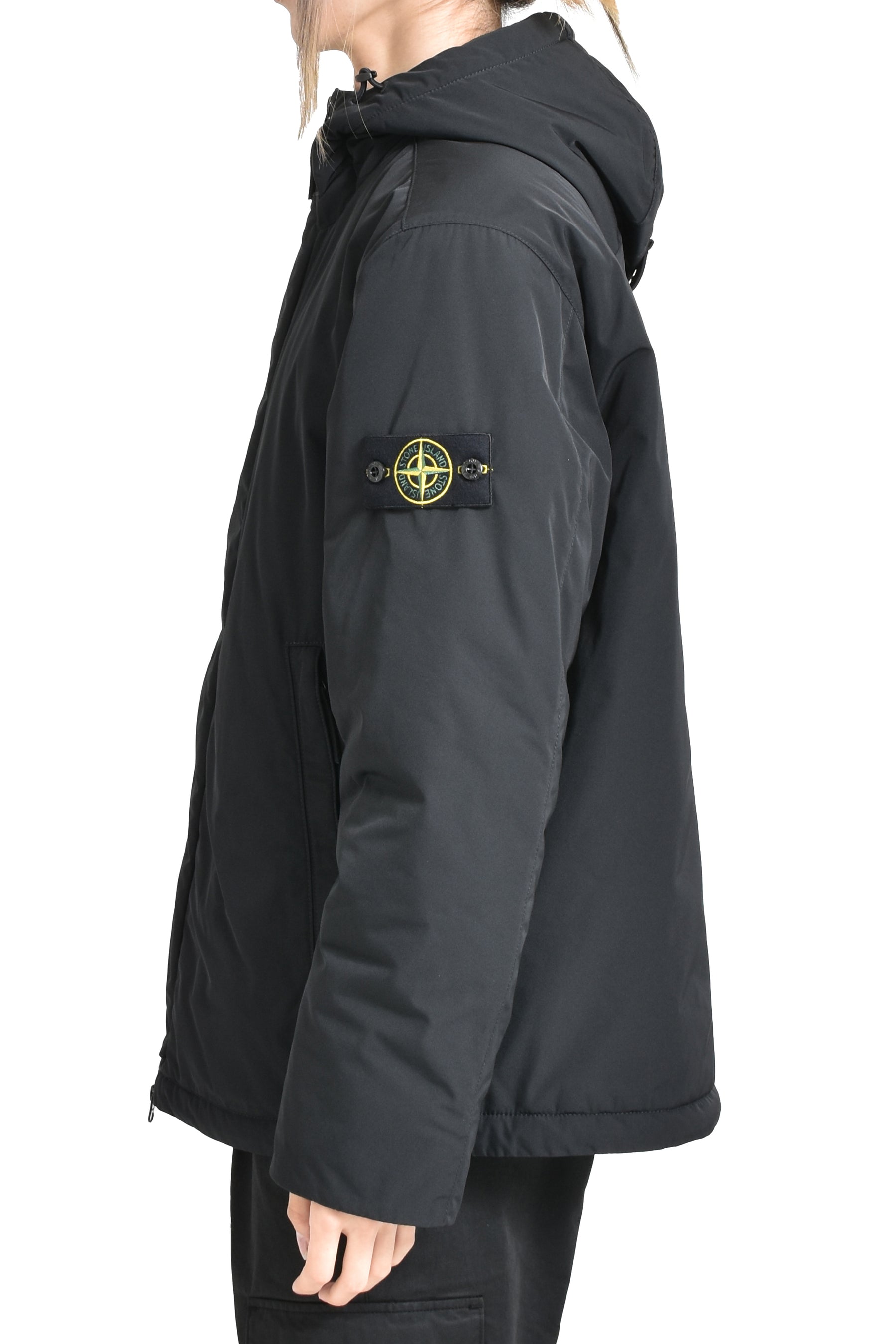 MICRO TWILL PRIMALOFT HOODED JACKET / BLK