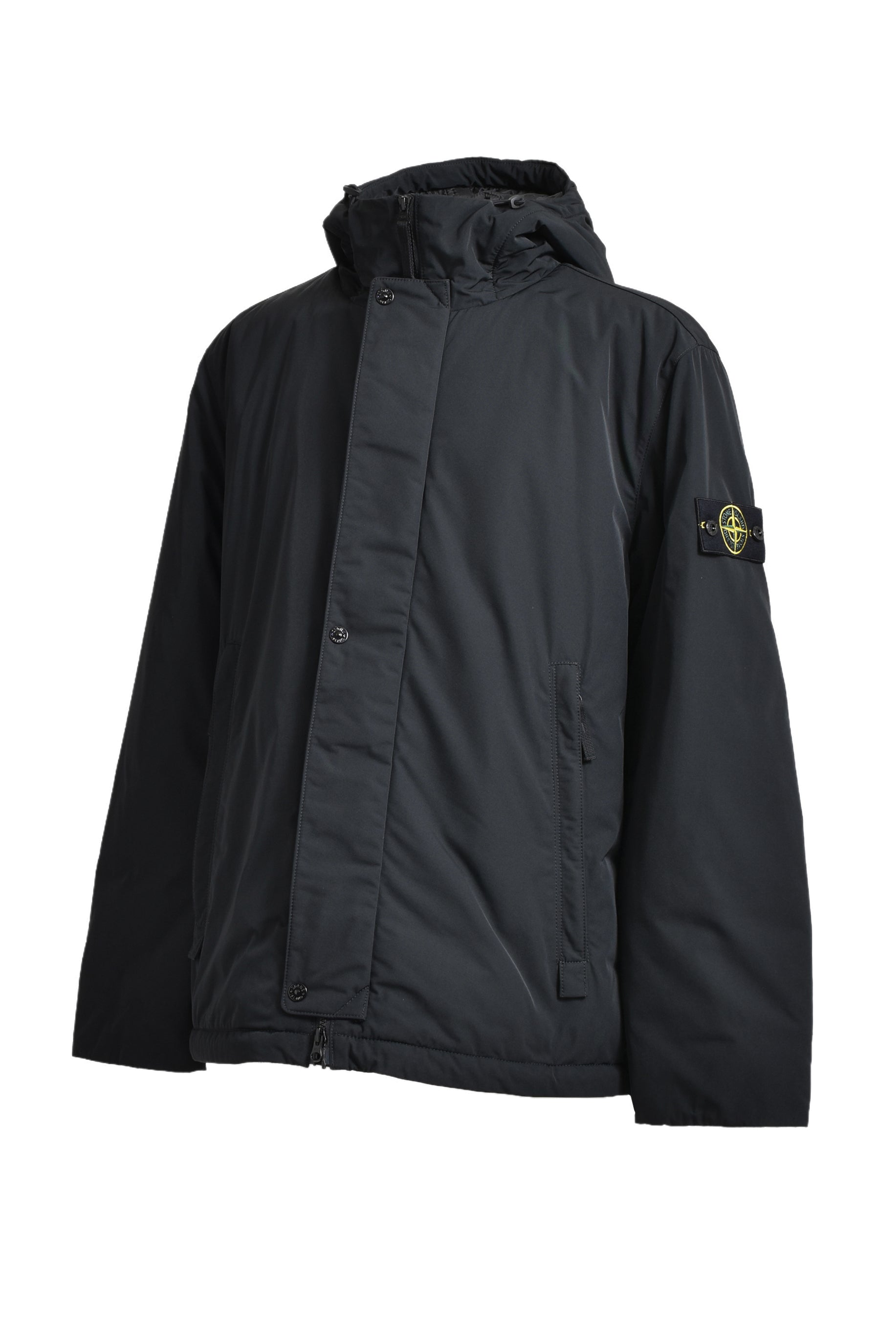 MICRO TWILL PRIMALOFT HOODED JACKET / BLK