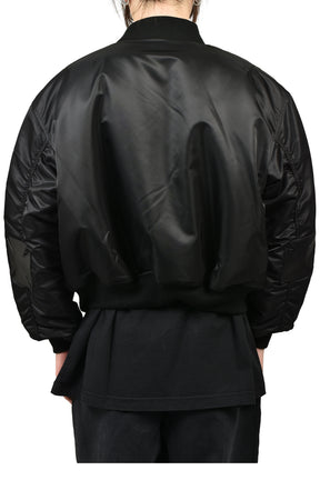 LEATHER CROSSES BOMBER JACKET / BLK