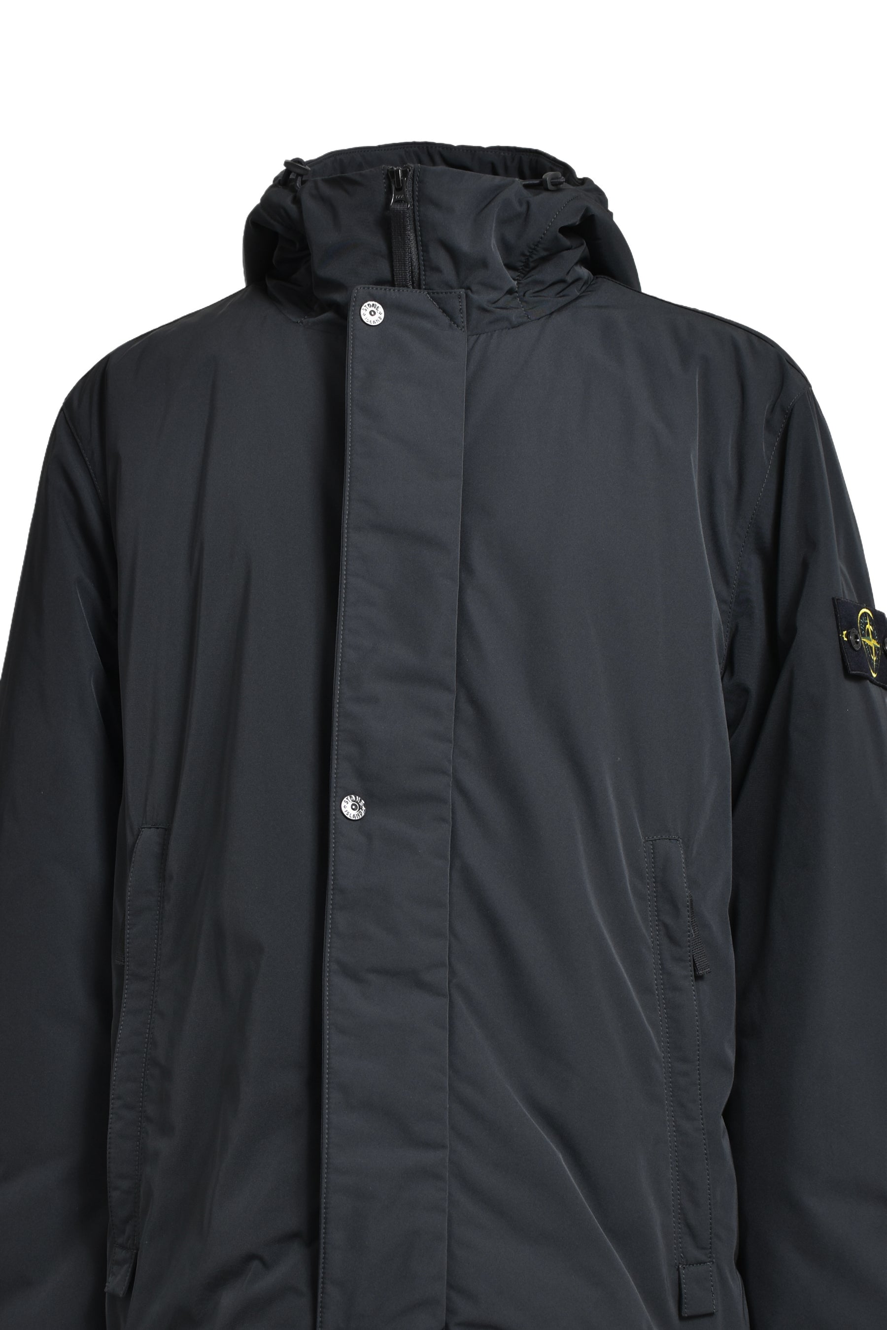 MICRO TWILL PRIMALOFT HOODED JACKET / BLK