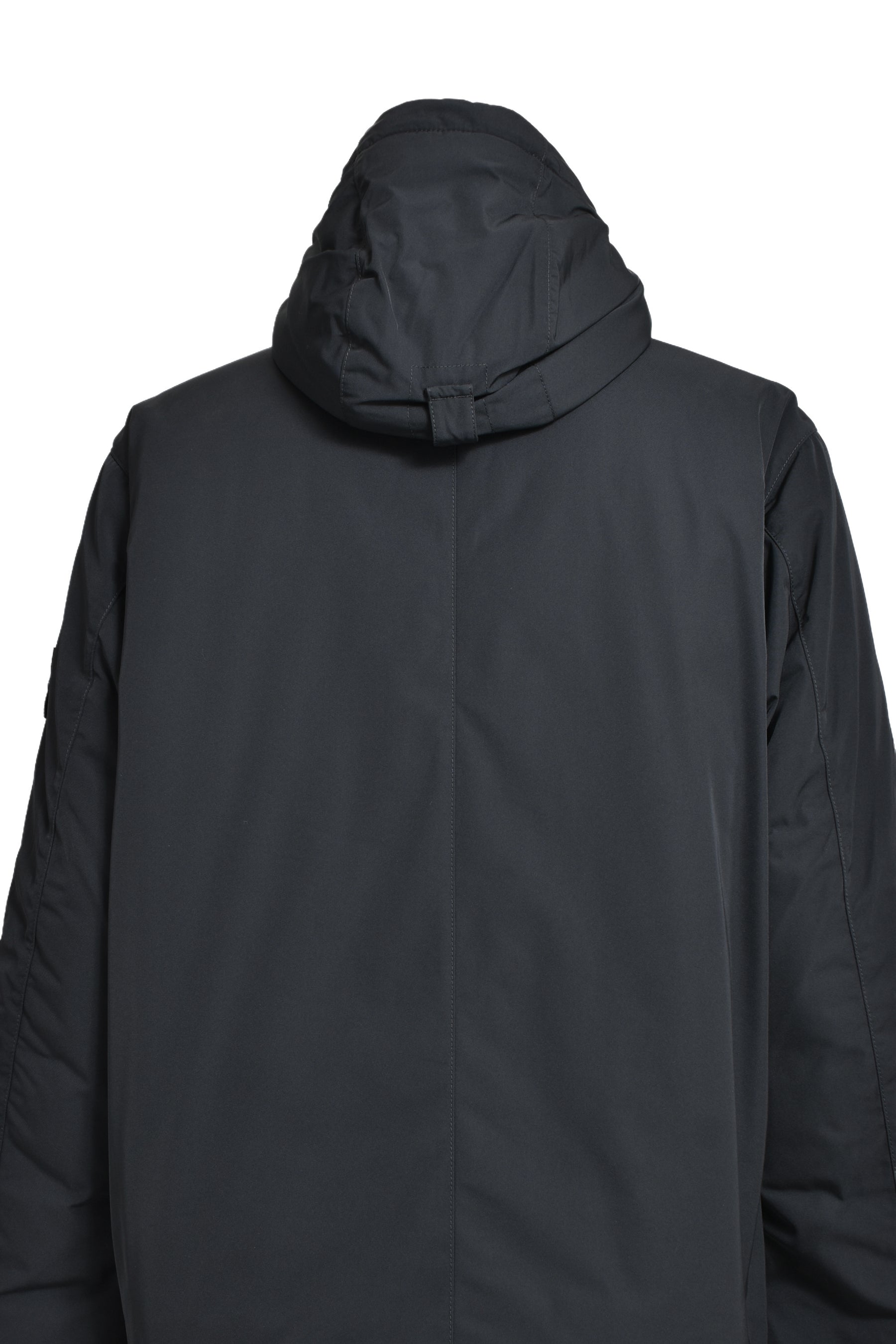 MICRO TWILL PRIMALOFT HOODED JACKET / BLK