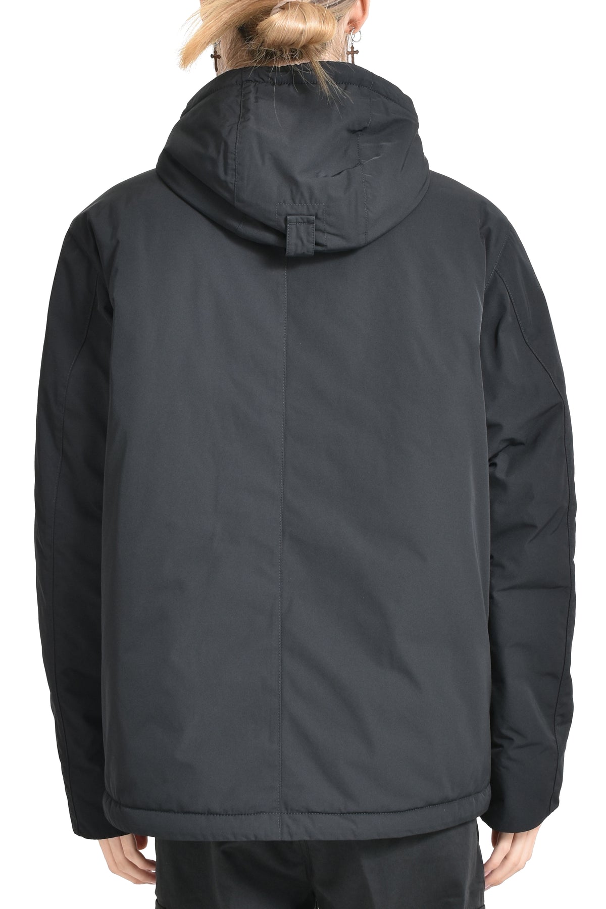 MICRO TWILL PRIMALOFT HOODED JACKET / BLK