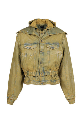 HOODED DENIM BOMBER / GRN