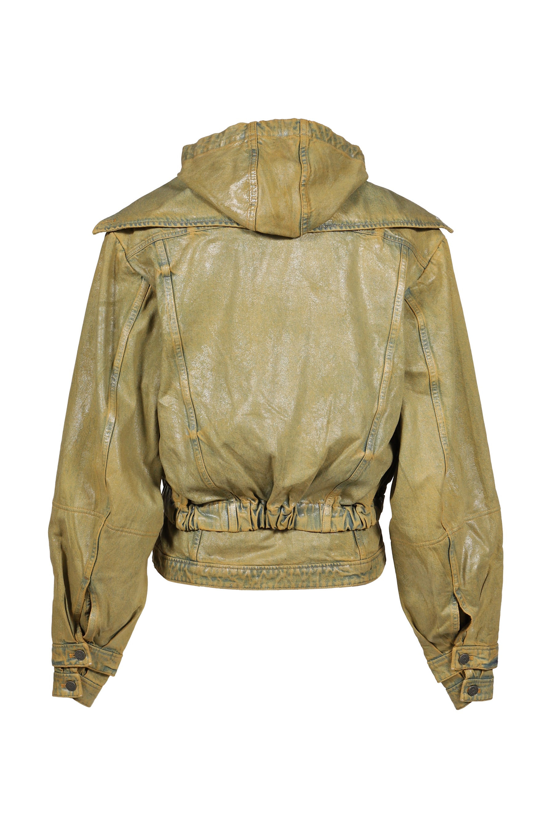 HOODED DENIM BOMBER / GRN