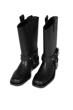 MID SHAFT BIKER BOOT / BLK