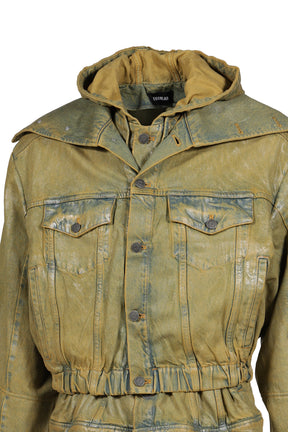 HOODED DENIM BOMBER / GRN