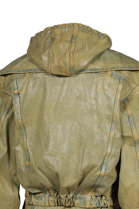HOODED DENIM BOMBER / GRN