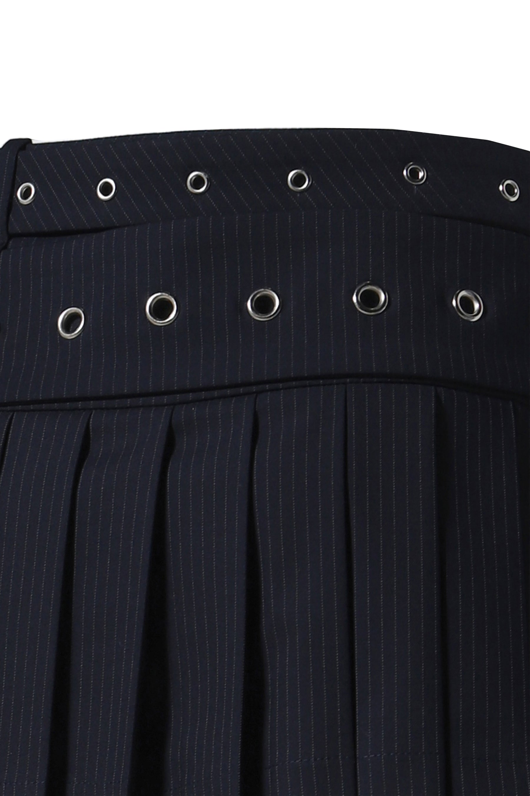 BELT SKIRT / NAVY PINSTRIPE