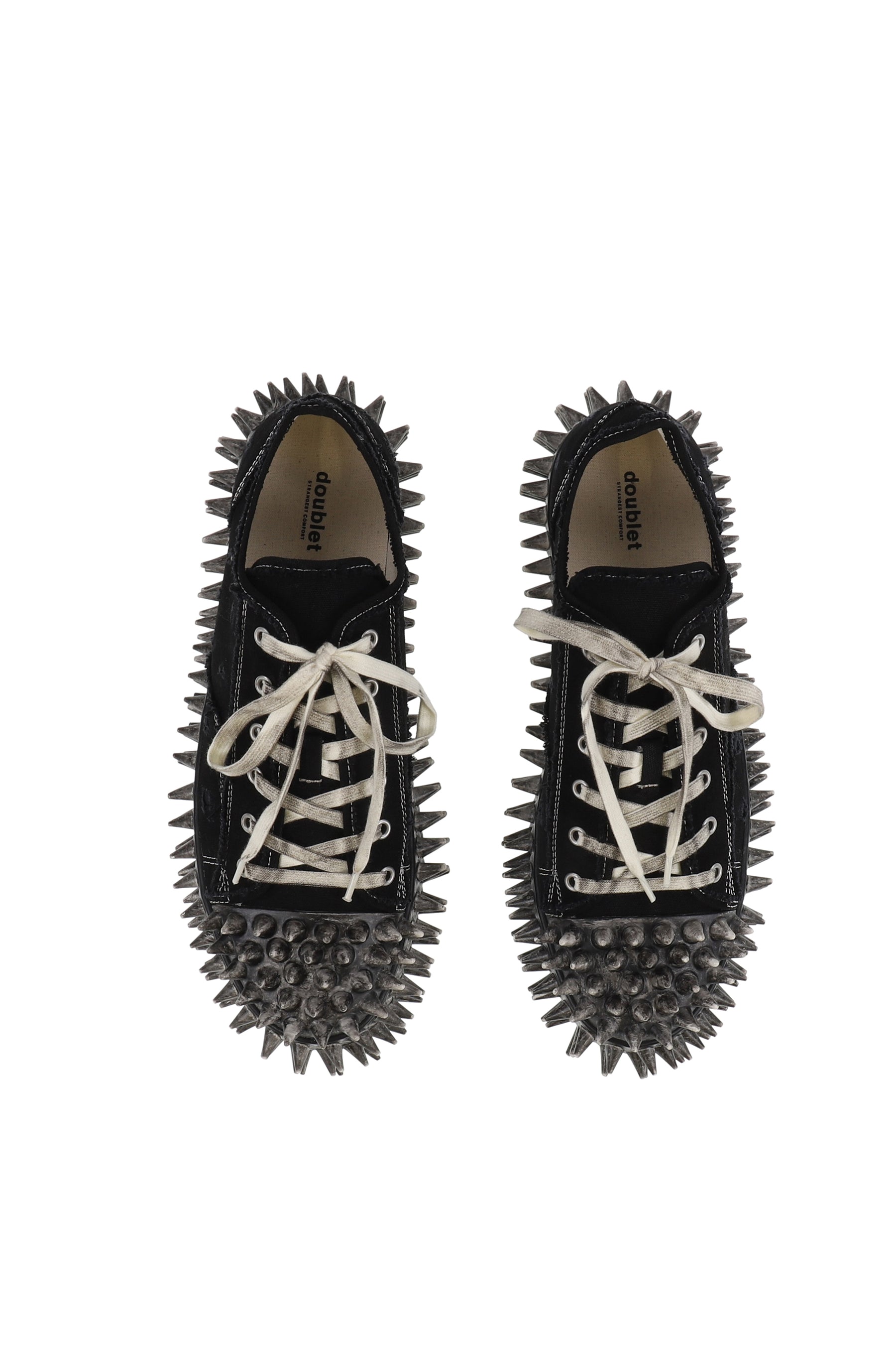 DIRTY SPIKE TOE CAP CANVAS SNEAKER / BLK