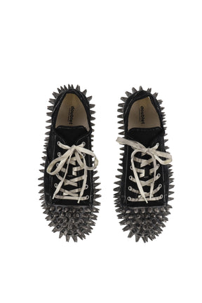 DIRTY SPIKE TOE CAP CANVAS SNEAKER / BLK