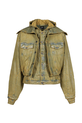 HOODED DENIM BOMBER / GRN