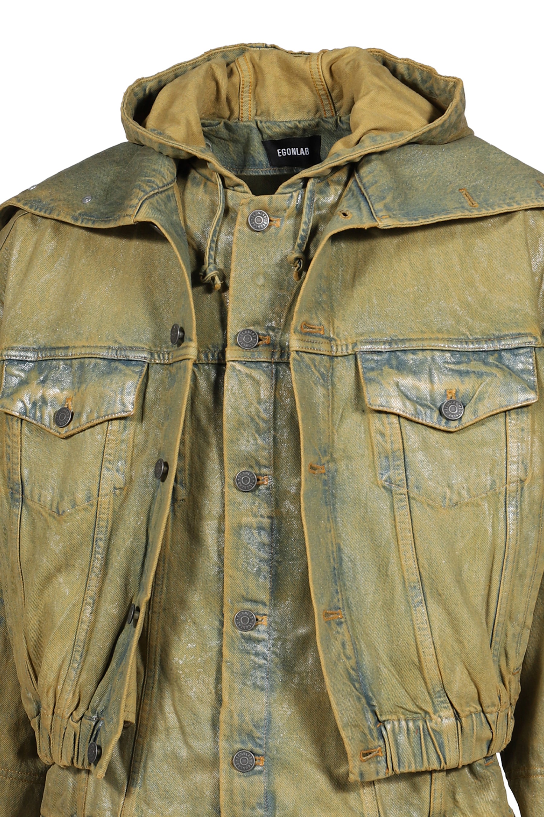HOODED DENIM BOMBER / GRN