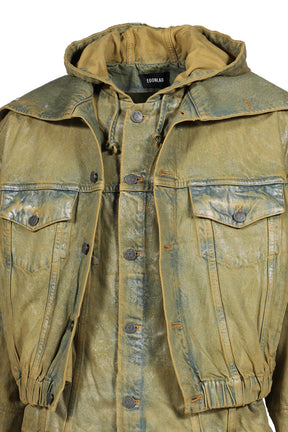 HOODED DENIM BOMBER / GRN