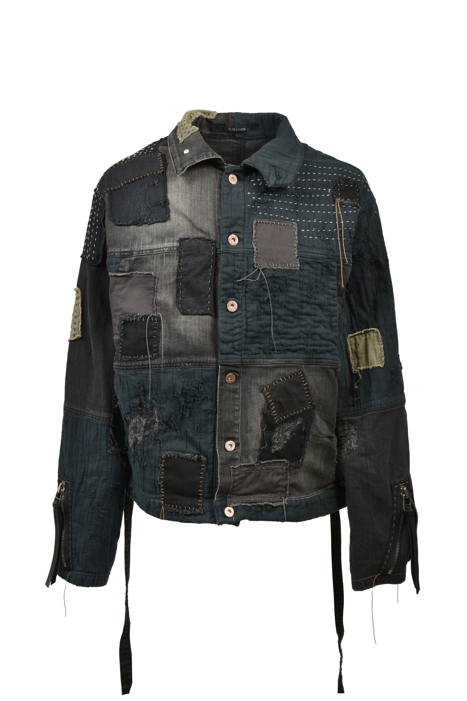 CRUST DAMAGE REPAIR DENIM JACKET / BLK