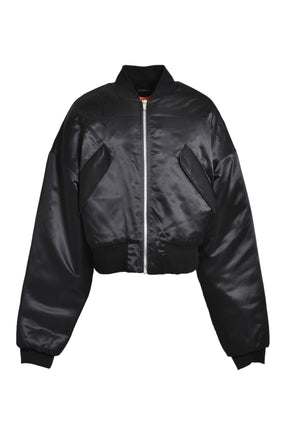 NYLON CROPPED BOMBER JACKET / BLK