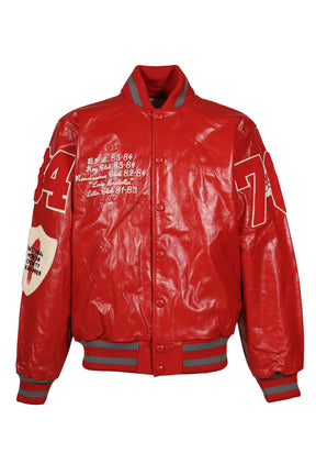 UNISEX LEATHER VARSITY JACKET LEATHER / RED