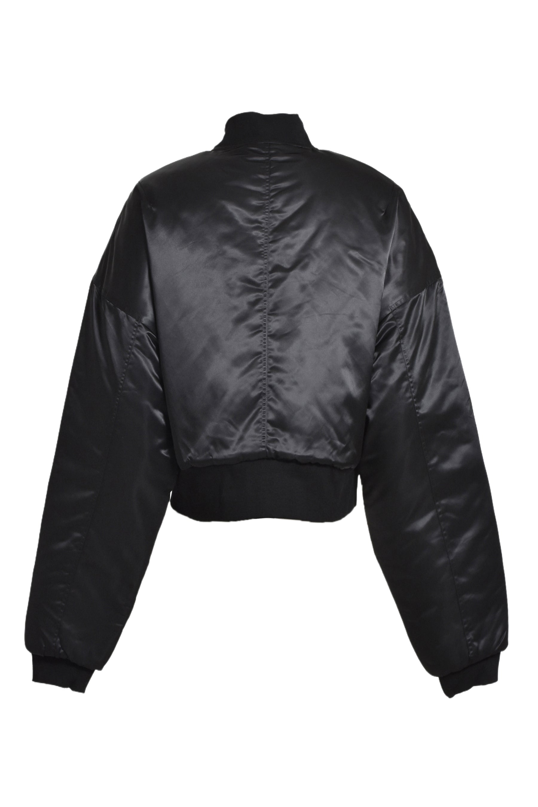 NYLON CROPPED BOMBER JACKET / BLK