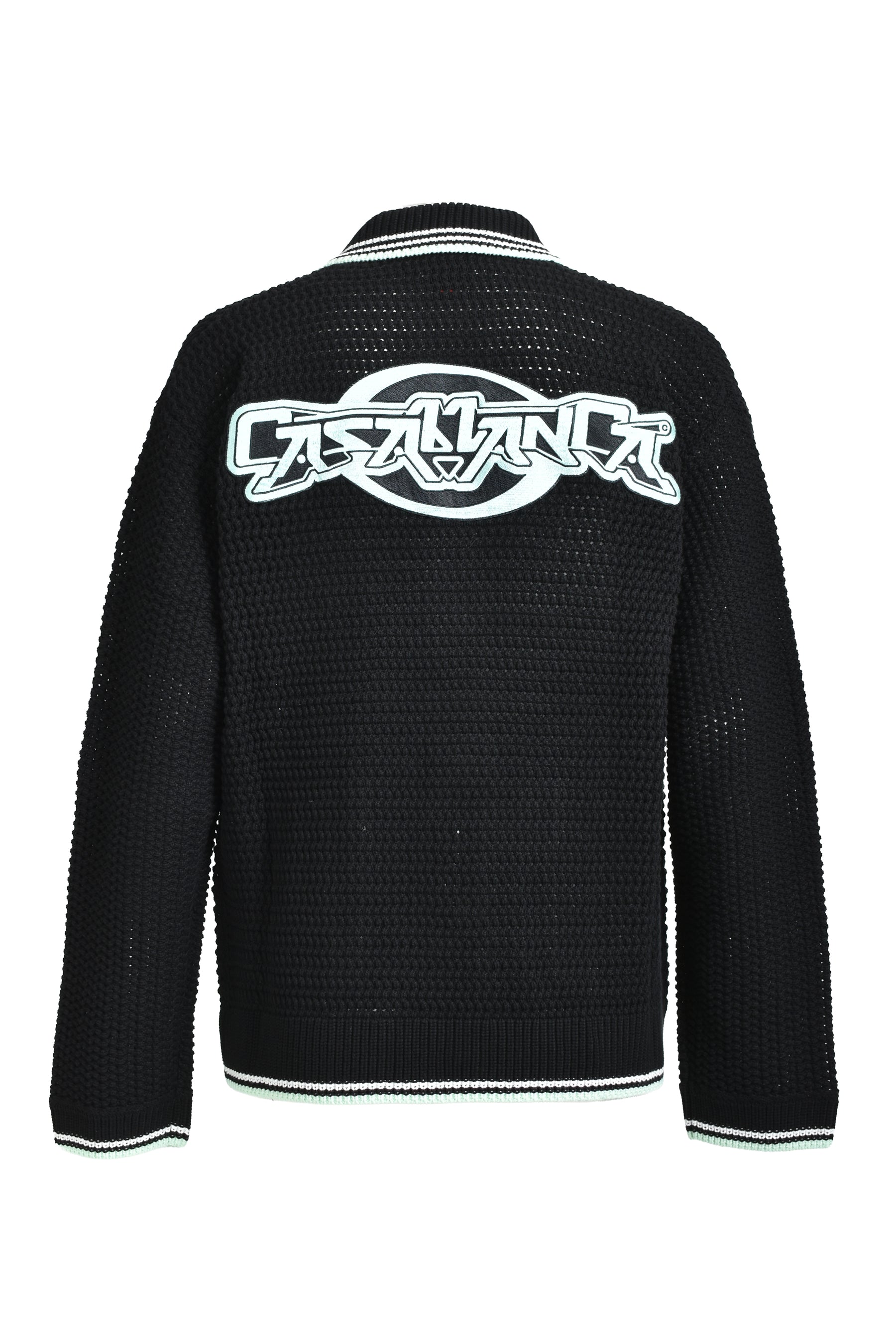 EMBROIDERED FAUX CROCHET SHIRT / BLK