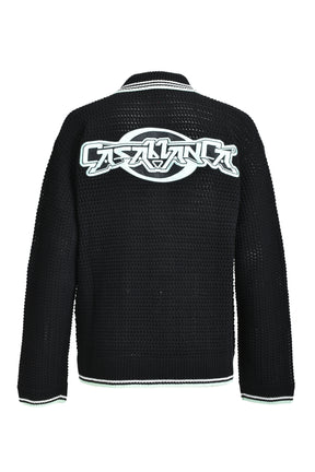 EMBROIDERED FAUX CROCHET SHIRT / BLK